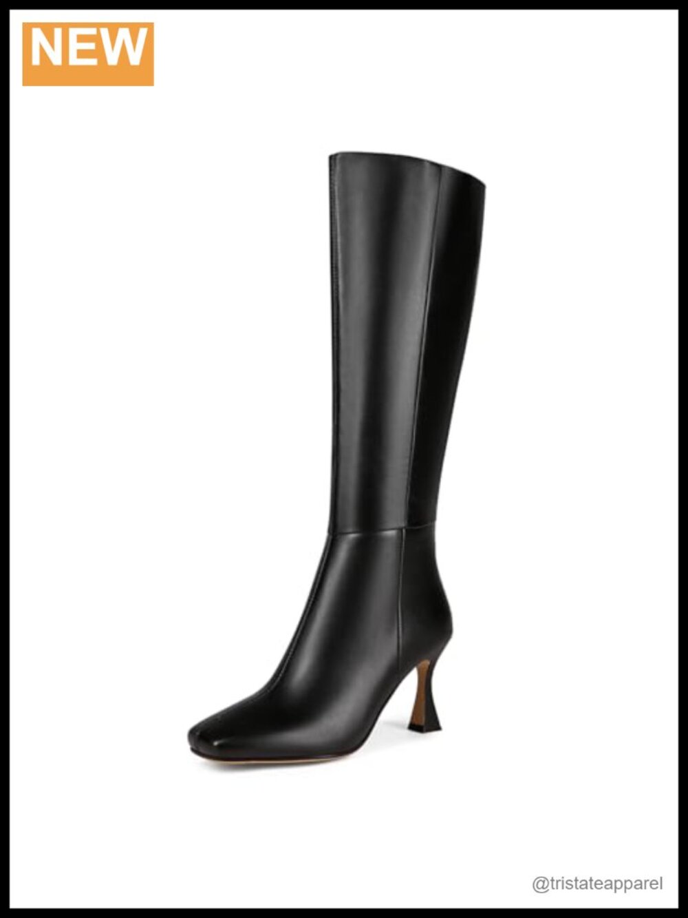 Women's Knee High Boots Kitten Heel Square Toe Side Zipper Elegant Tall Boots